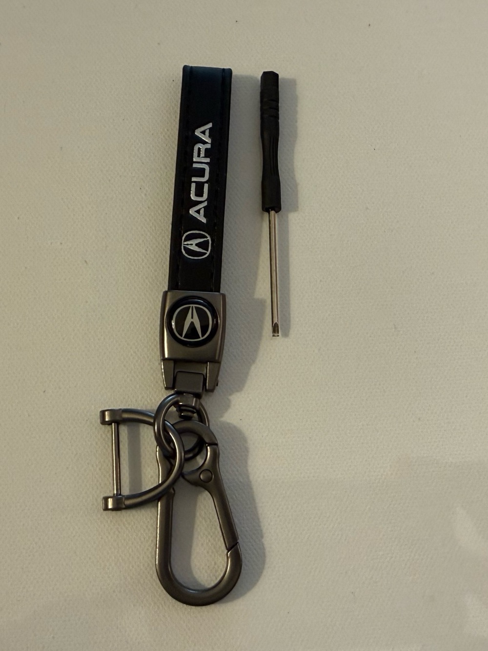 Acura Key Fob Keychain in Black Leather with Logo NWT